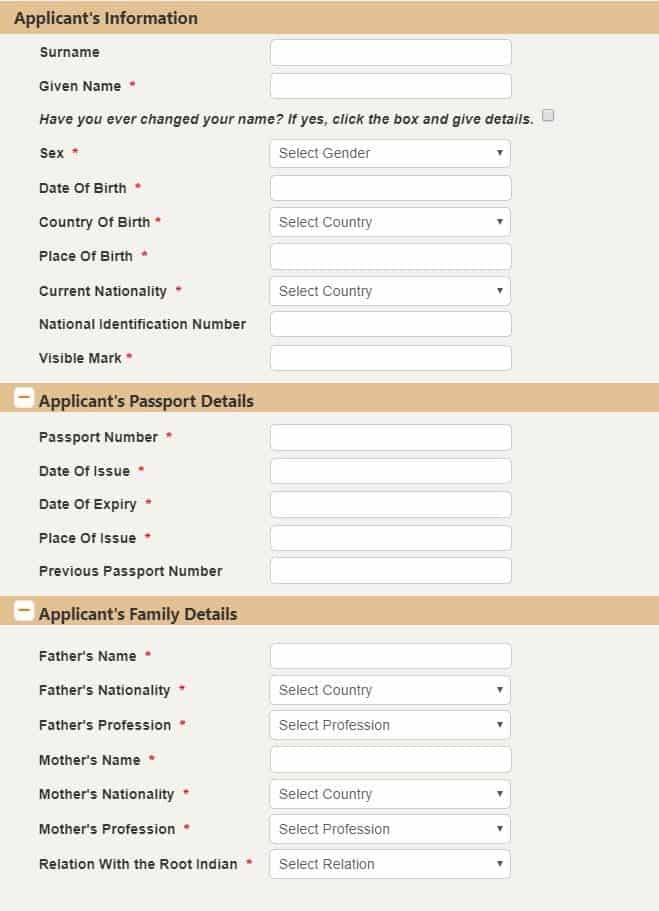 3. Complete details of Sex, DOB, Country and state of Birth, Place of birth, Current Nationality, Visible mark and Marital status