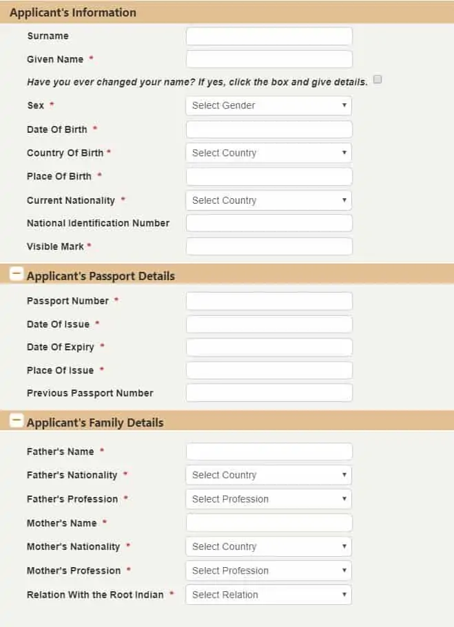 3. Complete details of Sex, DOB, Country and state of Birth, Place of birth, Current Nationality, Visible mark and Marital status