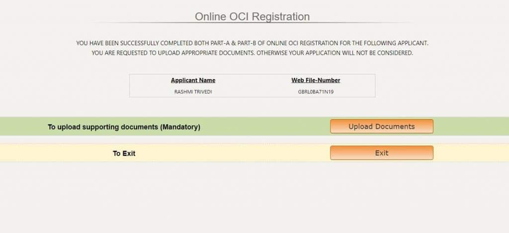 Online OCI Registration Upload Documents