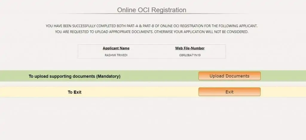 Online OCI Registration Upload Documents